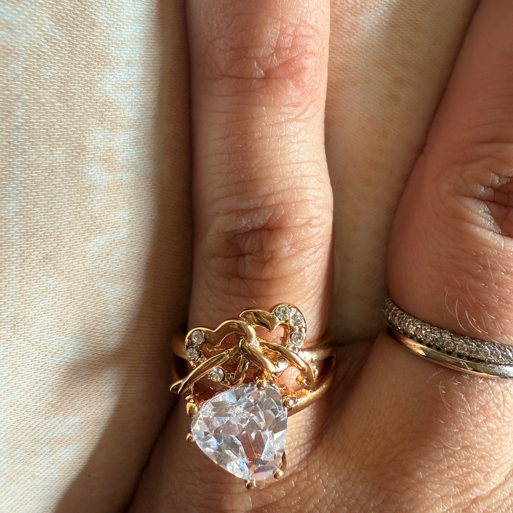 Gold and Silver Vintage-Inspired Ring with Clear Gemstone